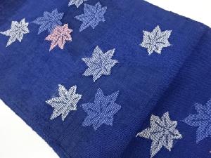 紗紬紅葉に流水模様織出し名古屋帯